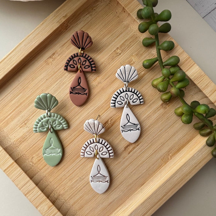 Prairie handmade ivory western statement polymer clay earrings by Little Lis Studio.