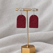 Burgundy handmade polymer clay Claudette earrings for weddings and special occasions