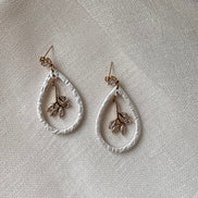 Pearl White handmade polymer clay Elodie earrings for weddings and special occasions