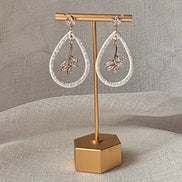 Pearl White handmade polymer clay Elodie earrings for weddings and special occasions