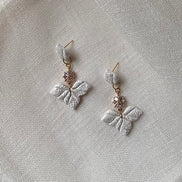 Laurel - Pearl White CZ Dangle Earrings