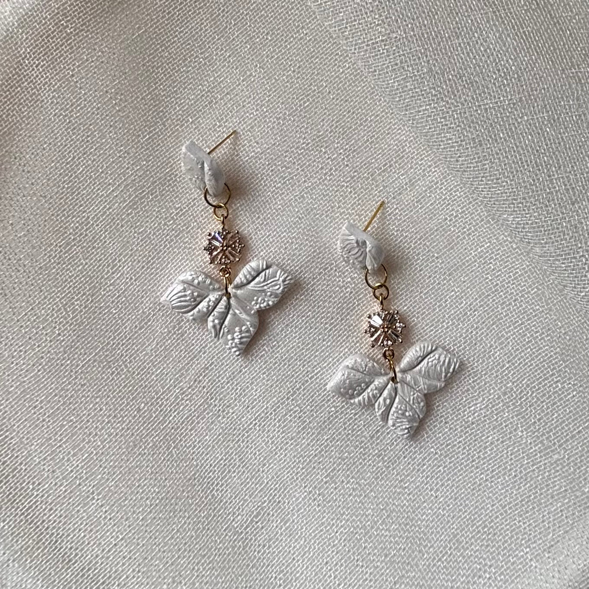 Laurel - Pearl White CZ Dangle Earrings