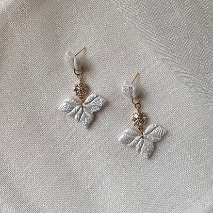 Laurel - Pearl White CZ Dangle Earrings