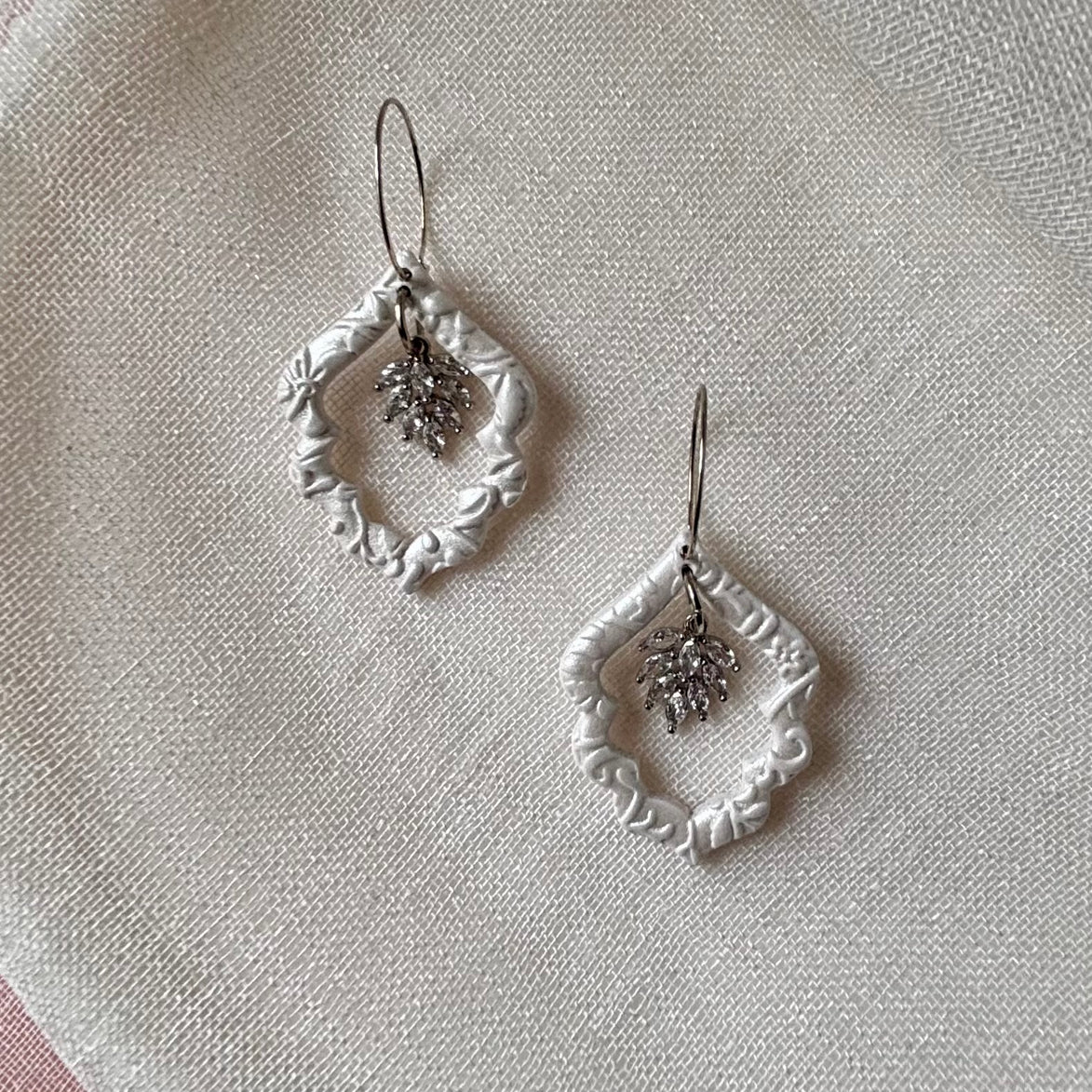 Arabella - Pearl White Crystal Statement Earrings