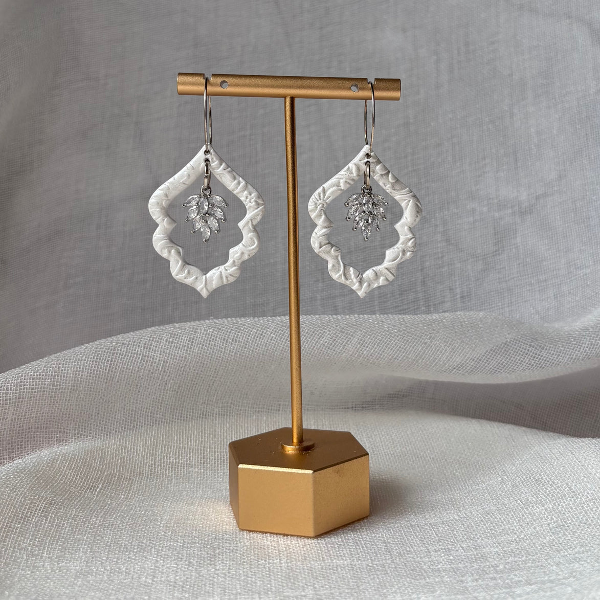 Arabella - Pearl White Crystal Statement Earrings