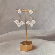 Laurel - Pearl White CZ Dangle Earrings