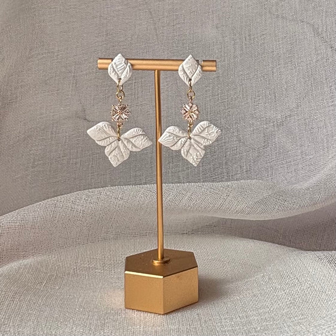 Laurel - Pearl White CZ Dangle Earrings