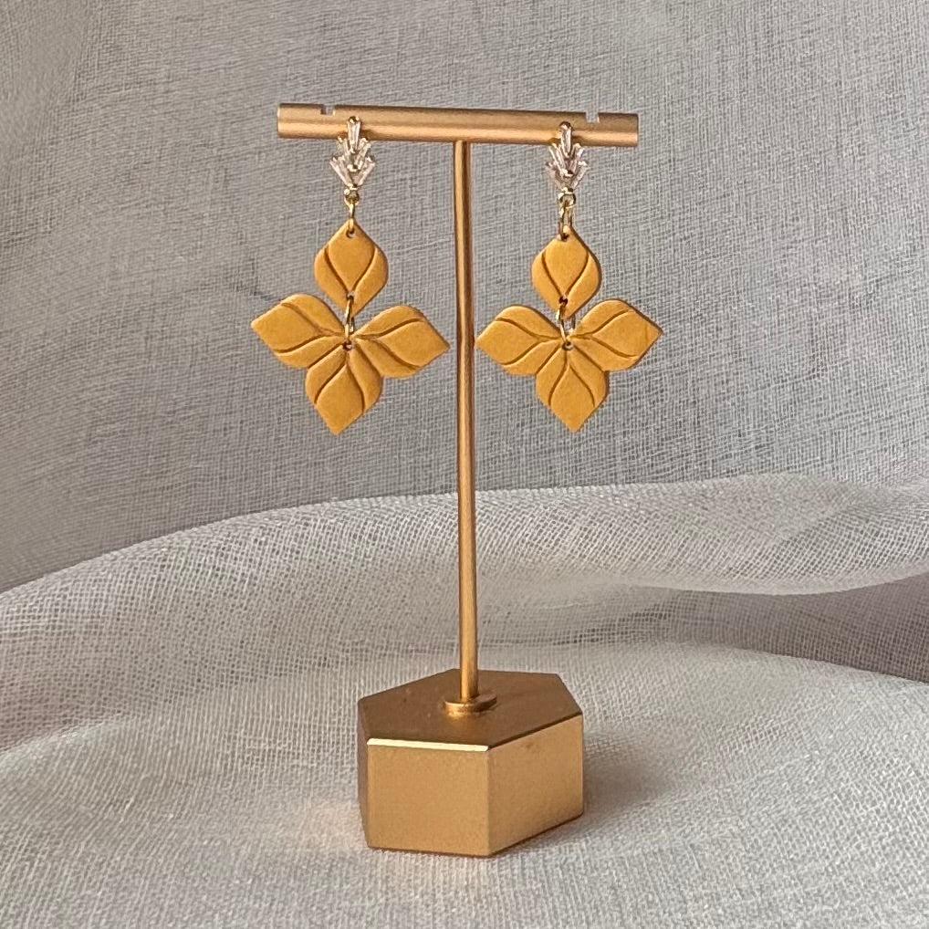 Saffron - Gold Botanical CZ Earrings