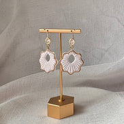 Pearl White handmade polymer clay Lisette earrings for weddings and special occasions
