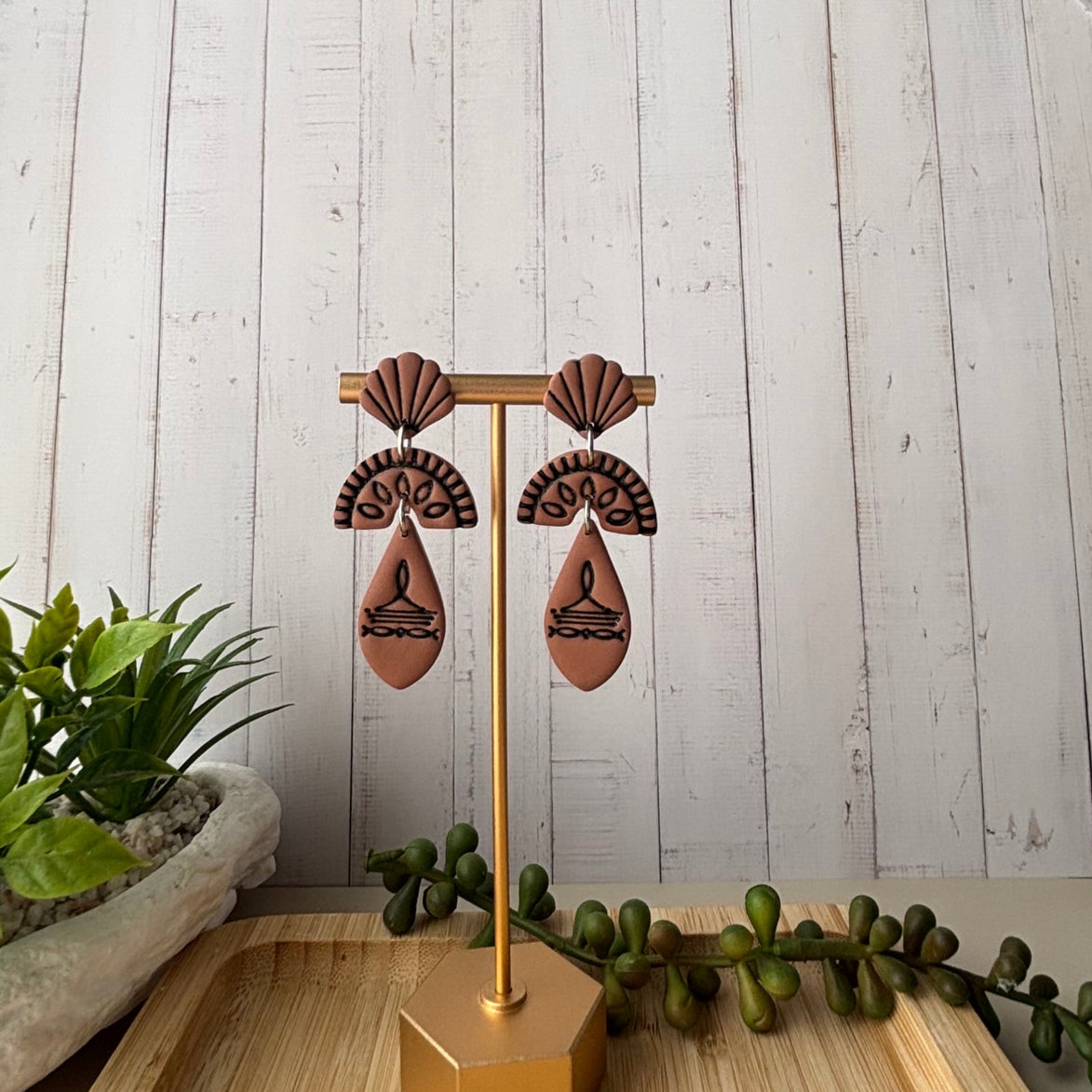 Prairie handmade ivory western statement polymer clay earrings by Little Lis Studio.