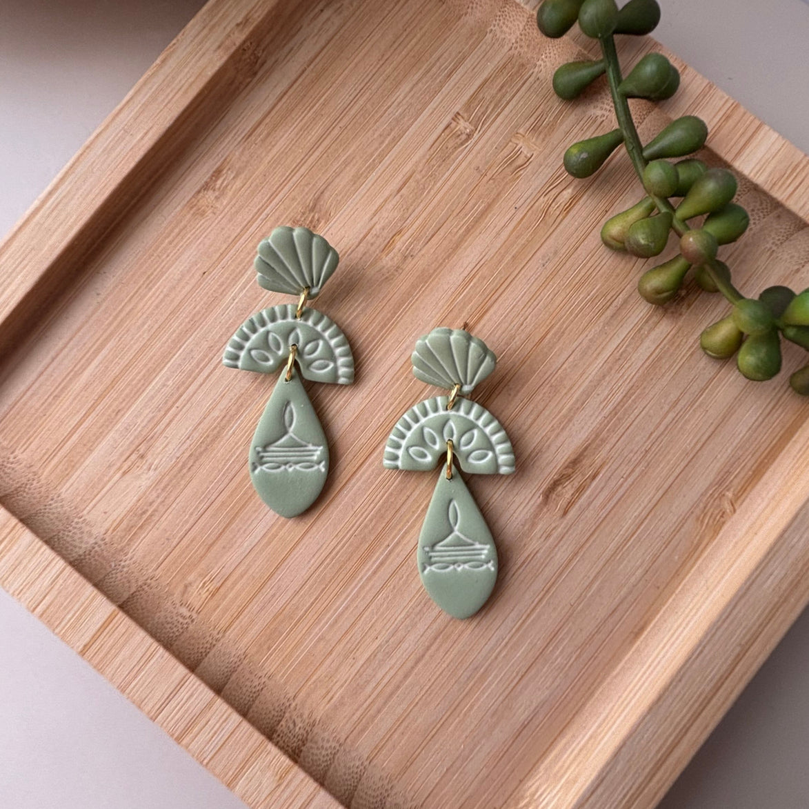 Prairie handmade ivory western statement polymer clay earrings by Little Lis Studio.