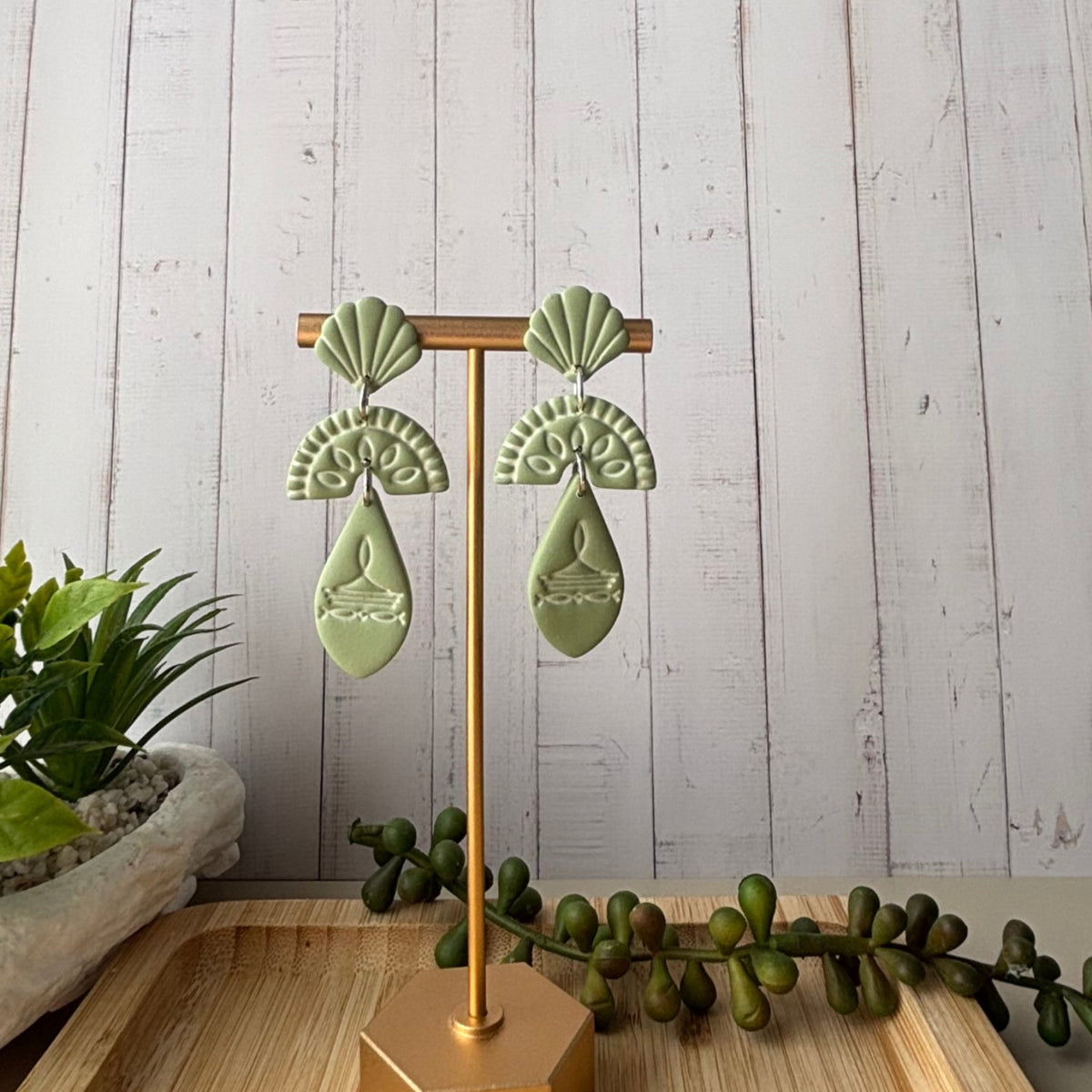 Prairie handmade ivory western statement polymer clay earrings by Little Lis Studio.