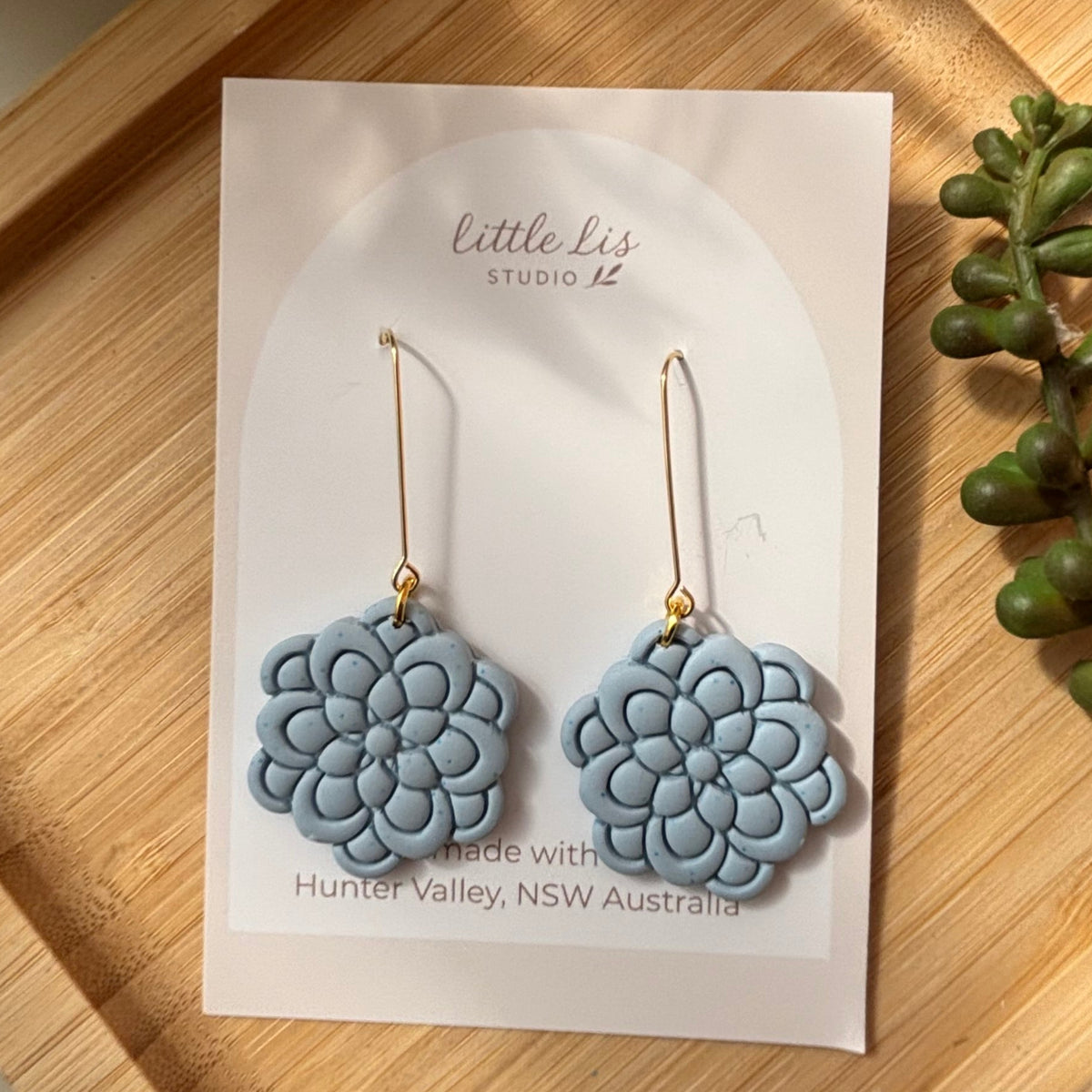 Sadie layered statement flower polymer clay earrings by Little Lis Studio.