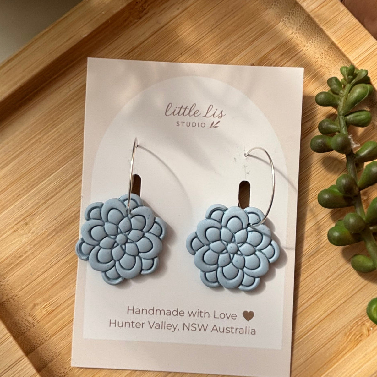 Sadie layered statement flower polymer clay earrings by Little Lis Studio.