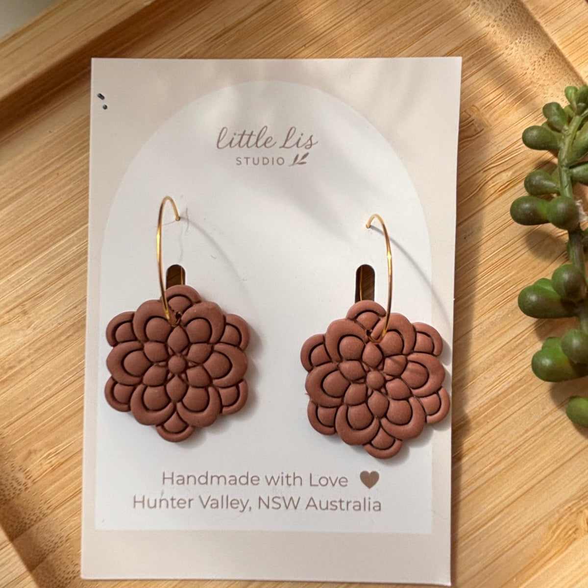 Sadie layered statement flower polymer clay earrings by Little Lis Studio.