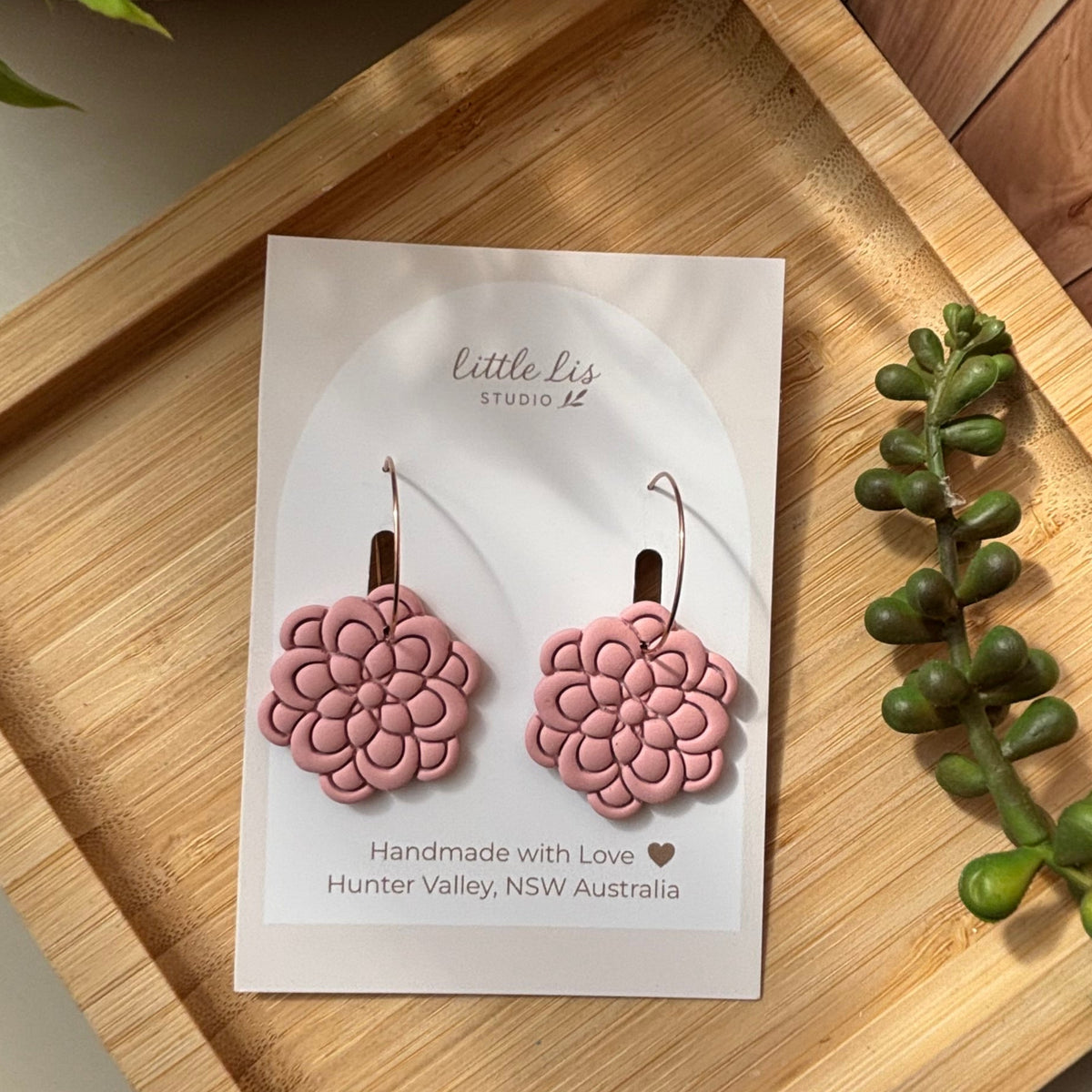 Sadie layered statement flower polymer clay earrings by Little Lis Studio.