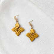 Gold handmade polymer clay Saffron earrings for weddings and special occasions