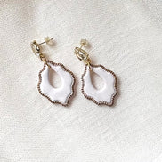 Pearl White handmade polymer clay Solène earrings for weddings and special occasions